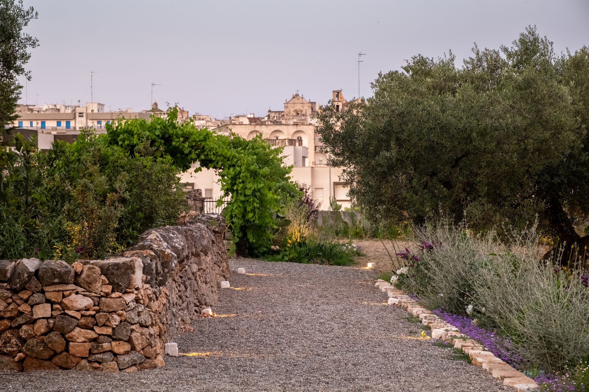 Evening light in the gardens of the palazzo