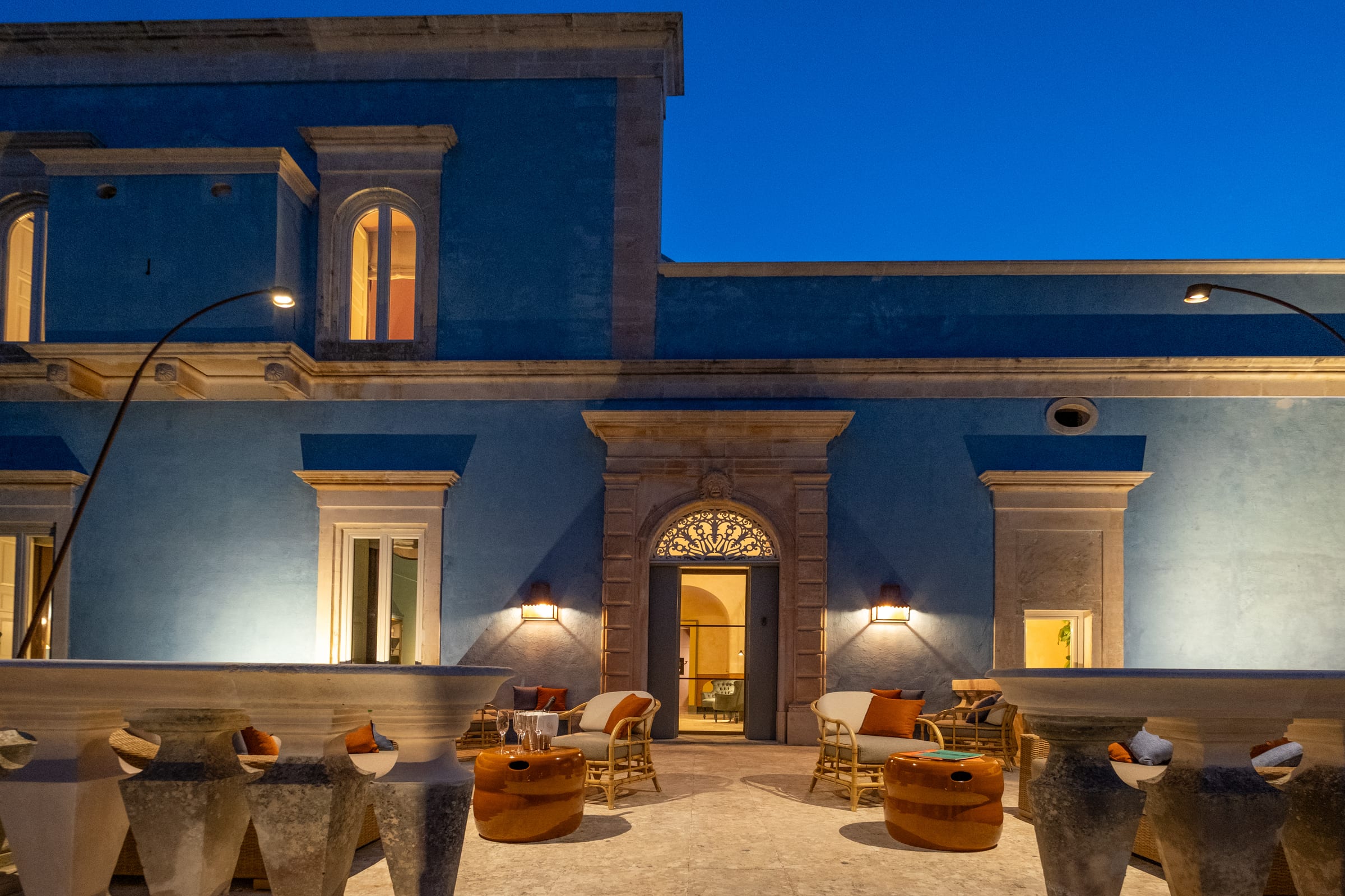 Palazzo Ceraselli at twilight in Martina Franca